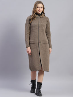 Monte Carlo - Brown Solid Stand Collar Pullover