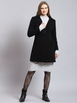Monte Carlo - Black Solid Lapel Collar Coat