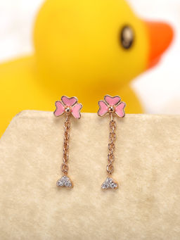 Praavy - 925 Sterling Silver The Detachable Flower Rose Gold Kids Earrings