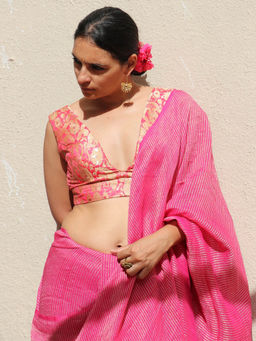 Chidiyaa - Thread of Gold Fuchsia Pink Brocade Blouse