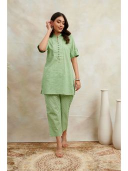 TAHILIYA - Green Cotton Printed Co-Ord (Set of 2)