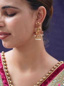 Niscka - 24K Gold-Plated Laxmi Jhumka Earrings