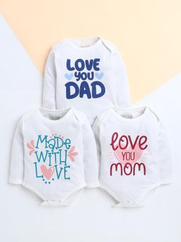 Polka Tots - Printed Kids Cotton Full Sleeve Printed Onesies (Pack Of 3)