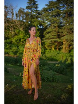 Raas Life - Kali Mustard Floral Maxi Dress