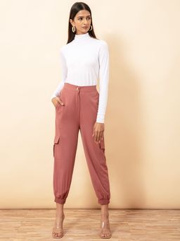 Twenty Dresses by Nykaa Fashion - Pink Solid Cropped Joggers
