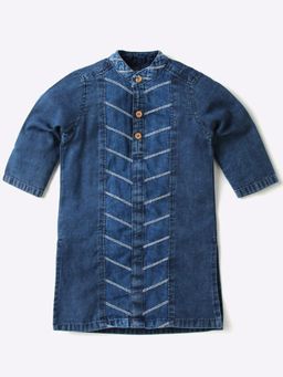 Tales & Stories - Boys Dark Blue 100 Percent Cotton Kurta