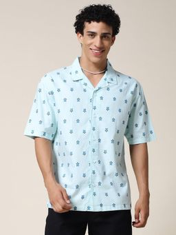 PRONK - Aqua Mens Half Sleeve Casual Shirt