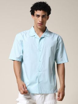 PRONK - Blue Mens Half Sleeve Casual Shirt