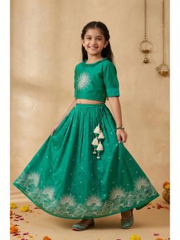Lagorii - Green Embroidered Lehenga Choli Set