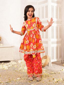 Lil Pitaara - Girls Floral Printed Palazzo Set