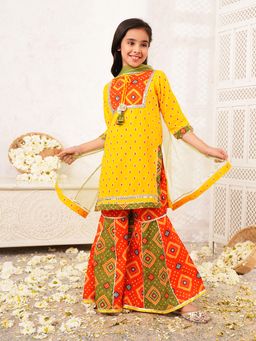 Lil Pitaara - Multi-Color Pure Cotton Girls Sharara Set