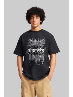 UNDERRATED CLUB - Firerated Black Oversized Fit T-shirt Men