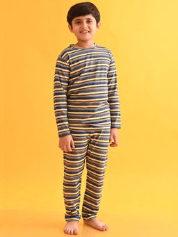 ANTHRILO - Multi-Color Striped Long Sleeves Boys Pyjama (Set of 2)