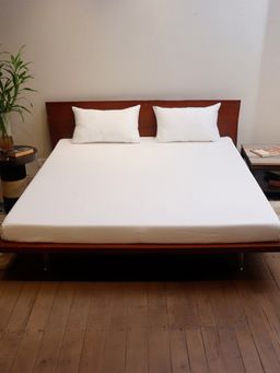 Zeba World - White Cotton 400Tc Plain Bed Sheet (King)