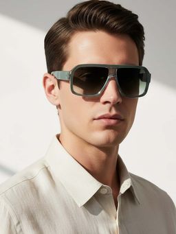 Vintage - Unisex UV Protection Grey Lens Rectangle Sunglasses