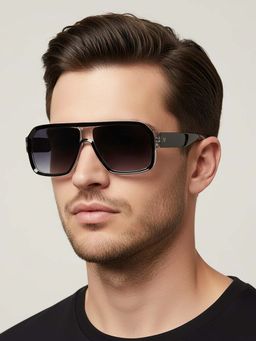 Vintage - Unisex UV Protection Grey Lens Rectangle Sunglasses