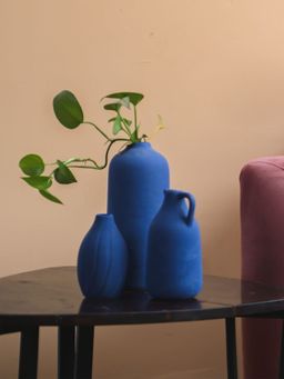 PUREZENTO - Tiara Vase In Color Blue (Set of 3)