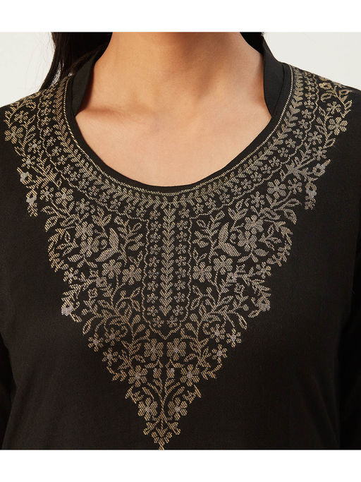 Buy Safaa Black Viscose Acrylic Wool Women Suit Dress Material Unstitched  (Set of 3) Online