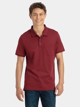 Jockey - 3913 Men Super Combed Cotton Solid Half Sleeve Polo T-Shirt - Pomegranate