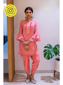 Ishnya - Kudi with a Swag - Lucknowi Kurta with Tulip Pants - Pink (Set of 2)