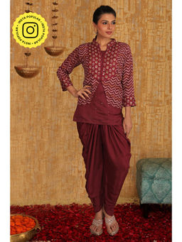 Ishnya - Mettle Wine Koti Jacket (Set of 3)