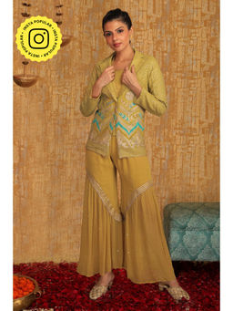 Ishnya - Mettle Green Georgette Blazer (Set of 3)