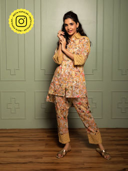 Ishnya - Summer Sass Mustard Printed Co-ord (Set of 2)