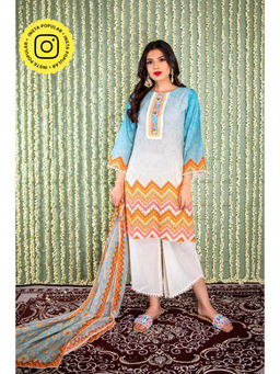 Ishnya - Khwaab - Lagoon Blue Three Piece Suit (Set Of 3)
