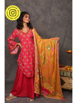 Ishnya - Geet Cerise Pink Kurta with Palazzos & Dupatta (Set of 3)