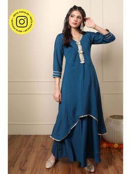 Ishnya - Rooh - Teal Two Layered Gown