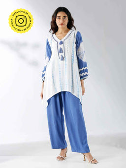 Ishnya - Blue Tie & Dye Kurta & Pant (Set of 2)
