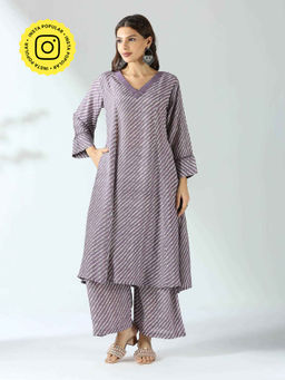 Ishnya - Purple Lehriya Striped Co-Ord (Set of 2)