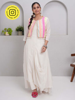 Ishnya - Jugni Long Dress with Neon Short Jacket (Set of 2)