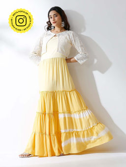 Ishnya - Lehar Colorblock Tiered Dress with Knit Jacket (Set of 2)