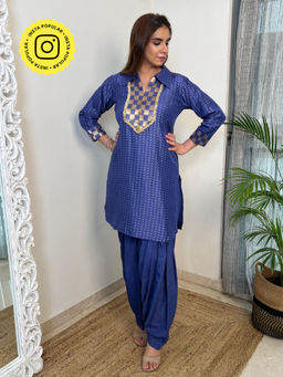 Ishnya - Blue Noorani Persian Kurti with Salwar (Set of 2)