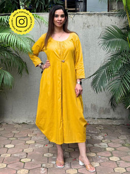 Ishnya - Rezaar Mustard Yellow Cowl Dress