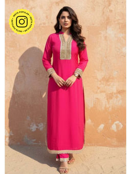 Ishnya - Fitoor Hot Pink Long Kurta And Palazzo