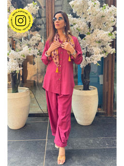 Ishnya - Beetroot Pink Shirt Pathani Stole Co-Ord Set