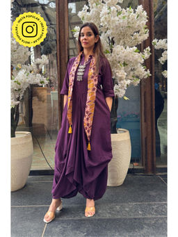 Ishnya - Rozana Wine Elegant Drape Dress