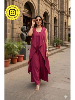 Ishnya - Rozana - Beetroot Pink long Gown With Jacket