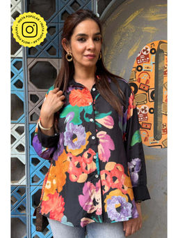 Ishnya - Black Floral Printed Shirt