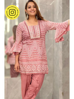 Ishnya - Go Bandhani Rosewood Bandhani Kurta with Dhoti Pants