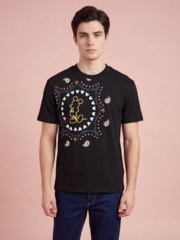 Being Human - Mickey Mouse Graphic Print Black Regular Fit Round Neck T-Shirt