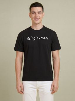 Being Human - Typographic Black Regular Fit Round Neck T-Shirt