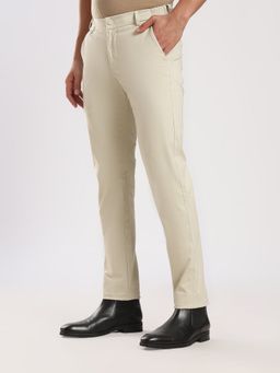 MR BUTTON - Cream Cotton Travel Trouser