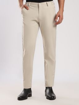 MR BUTTON - Cream Cotton Travel Trouser