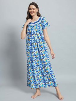 SEPHANI - Women Cotton Nightdress Blue