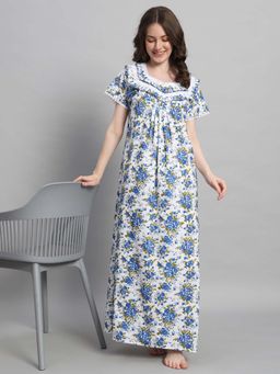 SEPHANI - Women Cotton Nightdress Blue