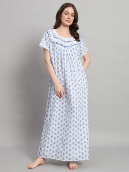 SEPHANI - Women Cotton Nightdress Blue