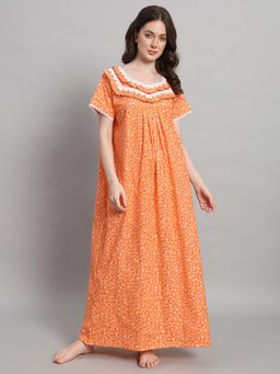 SEPHANI - Women Cotton Nightdress Orange
